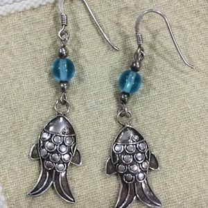 925 Sterling Silver Dangling Fish Earrings